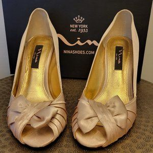 Nina Forbes Gold Royal Satin Heels
